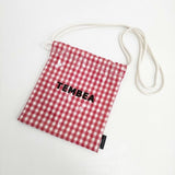 TEMBEA 巾着 POCHETTE GINGHAM ギンガムチェック PVC ショルダーバッグ レッド ホワイト レディース テンベア【中古】6-0705G∞