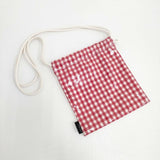 TEMBEA 巾着 POCHETTE GINGHAM ギンガムチェック PVC ショルダーバッグ レッド ホワイト レディース テンベア【中古】6-0705G∞
