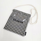 TEMBEA 巾着 POCHETTE GINGHAM ギンガムチェック PVC ショルダーバッグ ブラック ホワイト レディース テンベア【中古】6-0705G∞