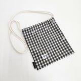 TEMBEA 巾着 POCHETTE GINGHAM ギンガムチェック PVC ショルダーバッグ ブラック ホワイト レディース テンベア【中古】6-0705G∞