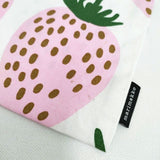 marimekko ファブリックバッグ Mansikka イチゴ トートバッグ ホワイト ピンク レディース マリメッコ【中古】6-0705G∞