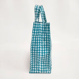 TEMBEA PAPER TOTE SMALL ペーパートート ギンガム トートバッグ ブルーグリーン ホワイト レディース テンベア【中古】6-0705G∞