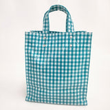 TEMBEA PAPER TOTE SMALL ペーパートート ギンガム トートバッグ ブルーグリーン ホワイト レディース テンベア【中古】6-0705G∞