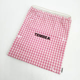 TEMBEA 巾着 GINGHAM ギンガムチェック PVC トートバッグ ピンク ホワイト レディース テンベア【中古】6-0705G∞