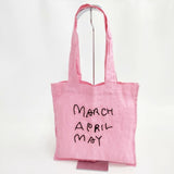 MARCH APRIL MAY マーチエイプリルメイ リネン ロゴ 刺繍 トートバッグ ピンク レディース【中古】6-0705G∞