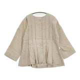 MAGALI トリプルウォッシュリネン タックジャケット 日本製 定価27500円 ノーカラージャケット 22SS ベージュ レディース マガリ【中古】6-0612M♪
