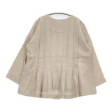 MAGALI トリプルウォッシュリネン タックジャケット 日本製 定価27500円 ノーカラージャケット 22SS ベージュ レディース マガリ【中古】6-0612M♪