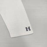 HOLLYWOOD RANCH MARKET HRM H刺繍 日本製 長袖Ｔシャツ カットソー ロンＴ ホワイト レディース ハリウッドランチマーケット【中古】6-0808M∞