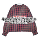 mizuiro-ind チェック バンドカラー ワイド 長袖シャツ レッド パープル レディース ミズイロインド【中古】6-0808M∞