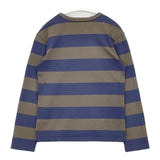 agnes b. ボーダー コットン 長袖Ｔシャツ カットソー ロンＴ グレー ブルー レディース アニエスベー【中古】6-0808M∞