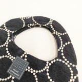 mina perhonen tambourine エッグバッグ sa9187 刺繍 トートバッグ ネイビー ホワイト レディース ミナペルホネン【中古】6-0705G∞