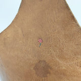 HENRY CUIR レザーワンハンドルバッグ フラワー刺繍 本革 トートバッグ ブラウン レディース アンリークイール【中古】6-0705G∞