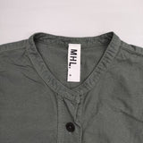 MHL. SOFT HOPSACK コットン バンドカラー 595-3253511 定価26400円 プルオーバー 長袖シャツ 23AW カーキ レディース エムエイチエル【中古】6-0808M∞