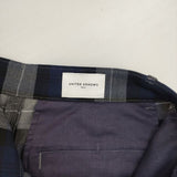 UNITED ARROWS 38 タック チェックスラックス UWSC T/R ストレート パンツ ネイビー グレー レディース ユナイテッドアローズ【中古】6-0808G∞