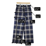 UNITED ARROWS 38 タック チェックスラックス UWSC T/R ストレート パンツ ネイビー グレー レディース ユナイテッドアローズ【中古】6-0808G∞