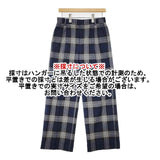 UNITED ARROWS 38 タック チェックスラックス UWSC T/R ストレート パンツ ネイビー グレー レディース ユナイテッドアローズ【中古】6-0808G∞
