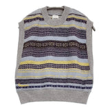 BISOWN ビソウン CASHMERE FAIRISLE SHORT VEST カシミヤニットベスト 定価38500円 ベスト 25AW グレー パープル ユニセックス【中古】6-0916T♪