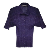 PLEATS PLEASE ISSEY MIYAKE プリーツジャケット 中国小紋柄 サイズ4 PP82-JK761 半袖シャツ パープル レディース プリーツプリーズ【中古】6-0505S♪