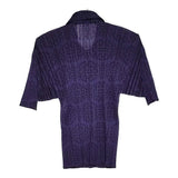 PLEATS PLEASE ISSEY MIYAKE プリーツジャケット 中国小紋柄 サイズ4 PP82-JK761 半袖シャツ パープル レディース プリーツプリーズ【中古】6-0505S♪