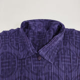 PLEATS PLEASE ISSEY MIYAKE プリーツジャケット 中国小紋柄 サイズ4 PP82-JK761 半袖シャツ パープル レディース プリーツプリーズ【中古】6-0505S♪