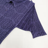 PLEATS PLEASE ISSEY MIYAKE プリーツジャケット 中国小紋柄 サイズ4 PP82-JK761 半袖シャツ パープル レディース プリーツプリーズ【中古】6-0505S♪