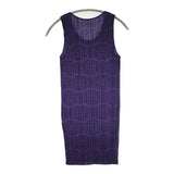 PLEATS PLEASE ISSEY MIYAKE プリーツ 中国小紋柄 サイズ3 ノースリーブカットソー チュニック パープル レディース プリーツプリーズ【中古】6-0505S♪