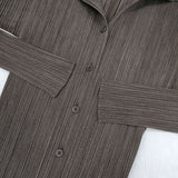 PLEATS PLEASE ISSEY MIYAKE プリーツ PP73-JK224 オープンカラーシャツ ジャケット ブラウン系 レディース プリーツプリーズ【中古】6-0830M∞