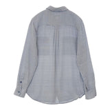 EQUIPMENT femme シルク 千鳥格子 長袖シャツ ブルー ホワイト レディース エキプモン【中古】6-0808M∞