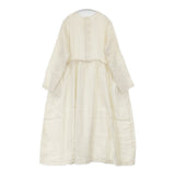 nest Robe リネン 定価21000円 ギャザー バックボタン 01161-1068 日本製 ワンピース オフホワイト レディース ネストローブ【中古】6-0728M△
