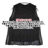 PLST 新品 シフォンプリーツブラウス サイズM ノースリーブ ドット ブラウス シャツ ブラック ホワイト レディース プラステ【中古】6-0514S♪