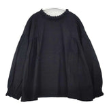 SM2 Samansa Mos2 新品 刺繍 前後2WAYシャーリングレース ブラウス シャツ ブラック レディース サマンサモスモス【中古】6-0812M∞