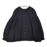 SM2 Samansa Mos2 新品 刺繍 前後2WAYシャーリングレース ブラウス シャツ ブラック レディース サマンサモスモス【中古】6-0812M∞