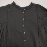 SM2 Samansa Mos2 新品 刺繍 前後2WAYシャーリングレース ブラウス シャツ ブラック レディース サマンサモスモス【中古】6-0812M∞
