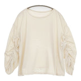 nest Robe コットン シャーリング ギャザー 01173-1080 長袖Ｔシャツ カットソー ロンＴ キナリ ベージュ レディース ネストローブ【中古】6-0830M∞
