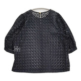 PLST 新品 カットワークレースブラウス（半袖） 定価8990円 サイズL ブラウス シャツ ブラック レディース プラステ【中古】6-0514S♪