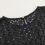 PLST 新品 カットワークレースブラウス（半袖） 定価8990円 サイズL ブラウス シャツ ブラック レディース プラステ【中古】6-0514S♪