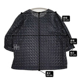 PLST 新品 カットワークレースブラウス（半袖） 定価8990円 サイズL ブラウス シャツ ブラック レディース プラステ【中古】6-0514S♪