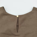 PLST 未使用品 ショルダータックTシャツ 12-1201185 サイズM ノースリーブ カットソー ブラウン レディース プラステ【中古】6-0514S♪