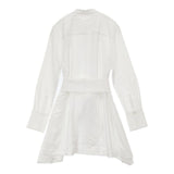 PLST 新品 ビエララウンドヘムシャツ 定価7990円 ベルト付き 長袖シャツ ホワイト レディース プラステ【中古】6-0812M∞