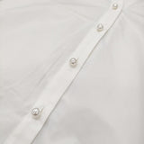 PLST 新品 パールボタンVネックフレンチスリーブシャツ サイズM ブラウス シャツ ホワイト レディース プラステ【中古】6-0514S♪