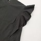 PLST 新品 レーヨンナイロンフリルスリーブセーター（半袖） 定価6990円 ニット ブラック レディース プラステ【中古】6-0514S♪