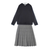 PLST 未使用 ジャガードニットスカートセットアップ（長袖）定価13000円 セットアップ ブラック レディース プラステ【中古】6-0727M∞
