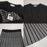 PLST 未使用 ジャガードニットスカートセットアップ（長袖）定価13000円 セットアップ ブラック レディース プラステ【中古】6-0727M∞