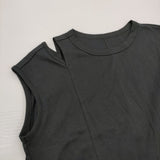 PLST 未使用 ロングスリットチュニックT サイズM 定価6990円 ワンピース チュニック ブラック レディース プラステ【中古】6-0514S♪