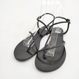 LAOCOONTE ラオコンテ アンクルストラップ 37サイズ スペイン製 フラット サンダル ブラック レディース【中古】6-0518S◎