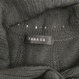 TABASA 衿付き 透かし編み G0773KCD009 カシミヤ混 フレアスリーブ カーディガン ブラック レディース タバサ【中古】6-0905T◎