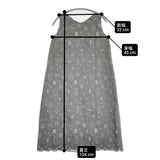mina perhonen gemma xs3619 サイズ36 刺繍 コットンシルク ノースリーブ ワンピース グレー ホワイト レディース ミナペルホネン【中古】6-0509S♪