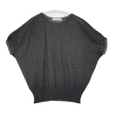 mina perhonen helmi フレンチスリーブニット 38 定価41800円 ys8414 コットンシルク セーター ニット チャコールグレー レディース ミナペルホネン【中古】6-0526S♪