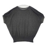 mina perhonen helmi フレンチスリーブニット 38 定価41800円 ys8414 コットンシルク セーター ニット チャコールグレー レディース ミナペルホネン【中古】6-0526S♪