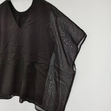 Gauze# コットンシルク レイヤード G505 定価11000円 Vネック ブラウス シャツ ブラック レディース ガーゼ【中古】6-0514S♪
